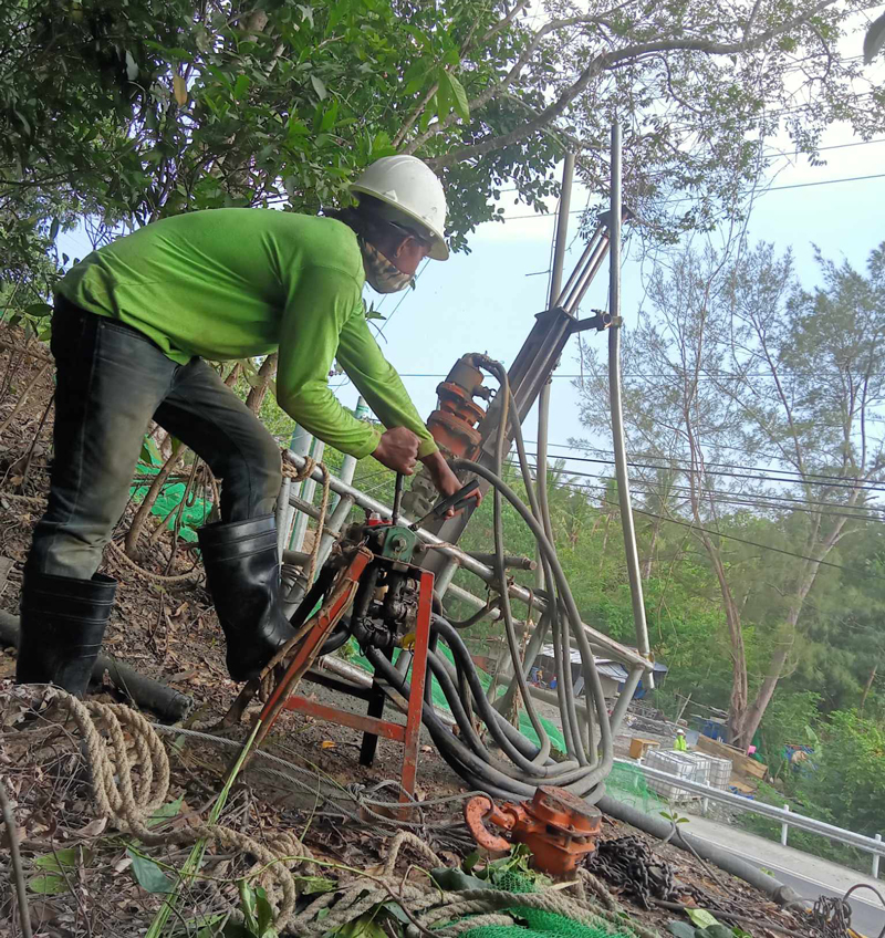 Solução de reforço de inclinação de plataforma de perfuração pneumática portátil