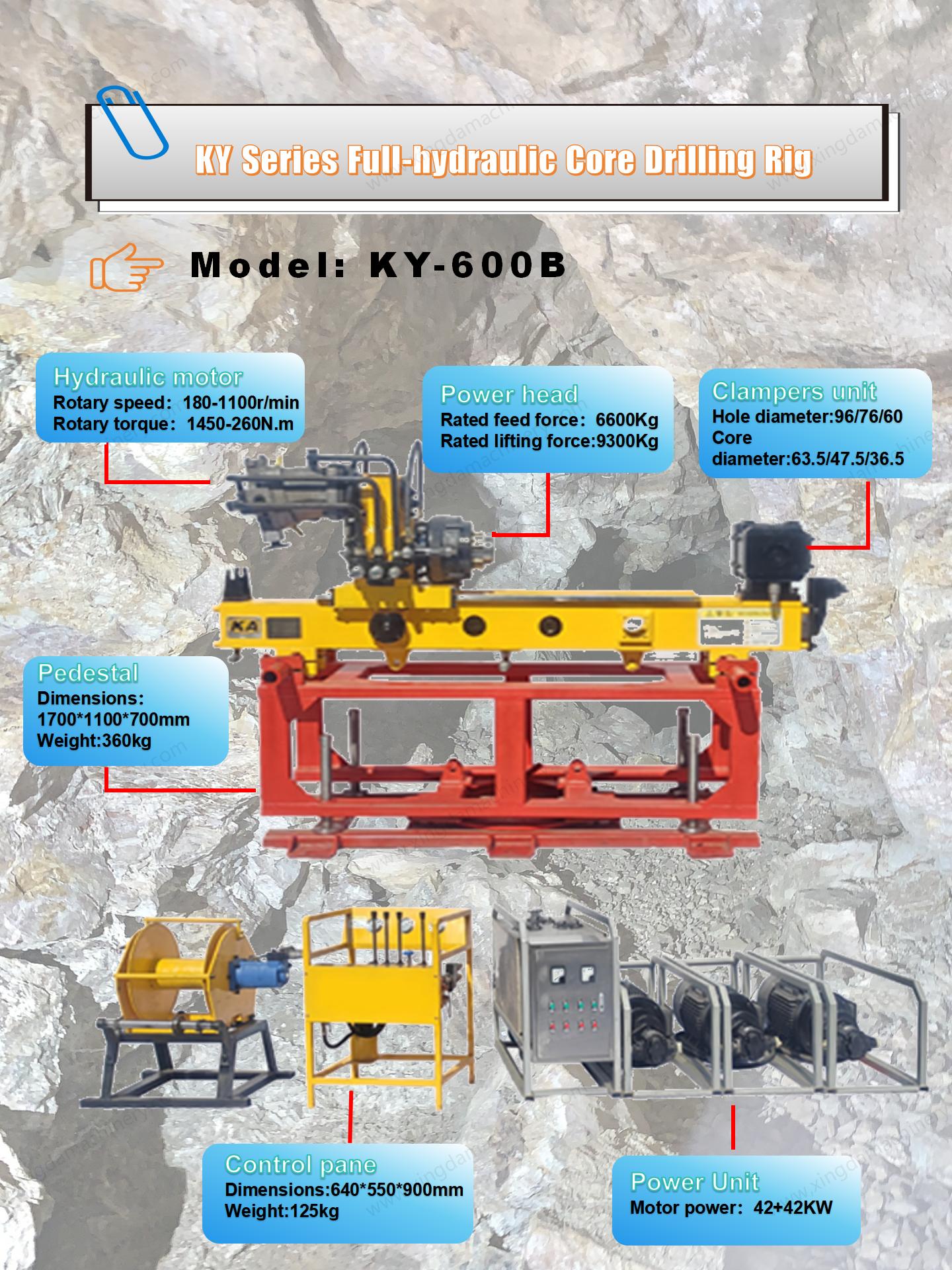 Equipamento de perfuração subterrânea totalmente hidráulico KY-1000