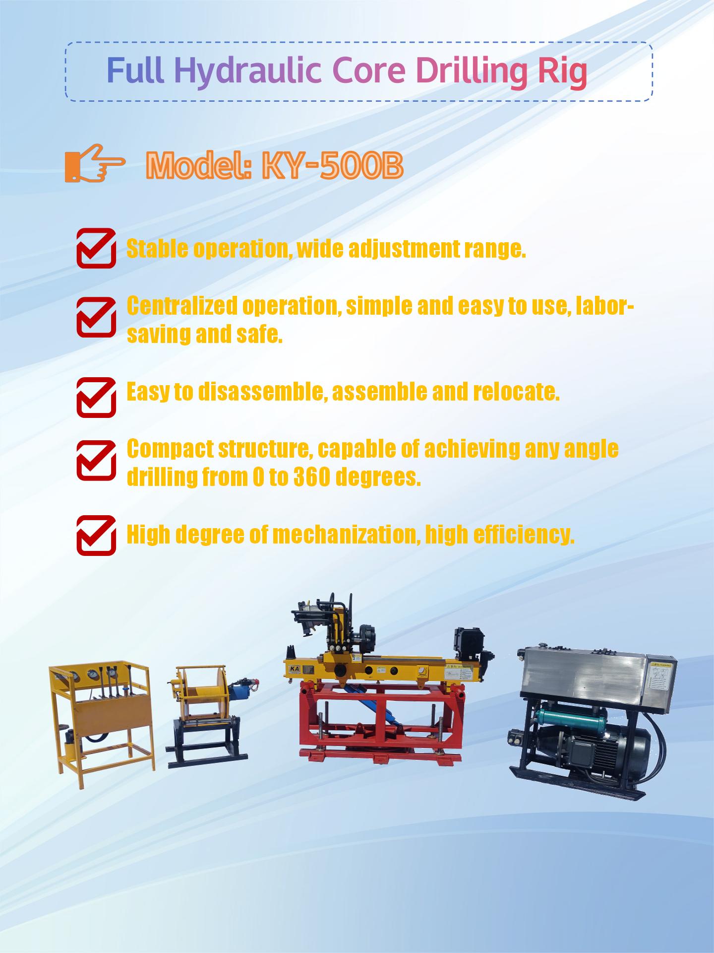 Equipamento de perfuração subterrânea totalmente hidráulico KY-500B
