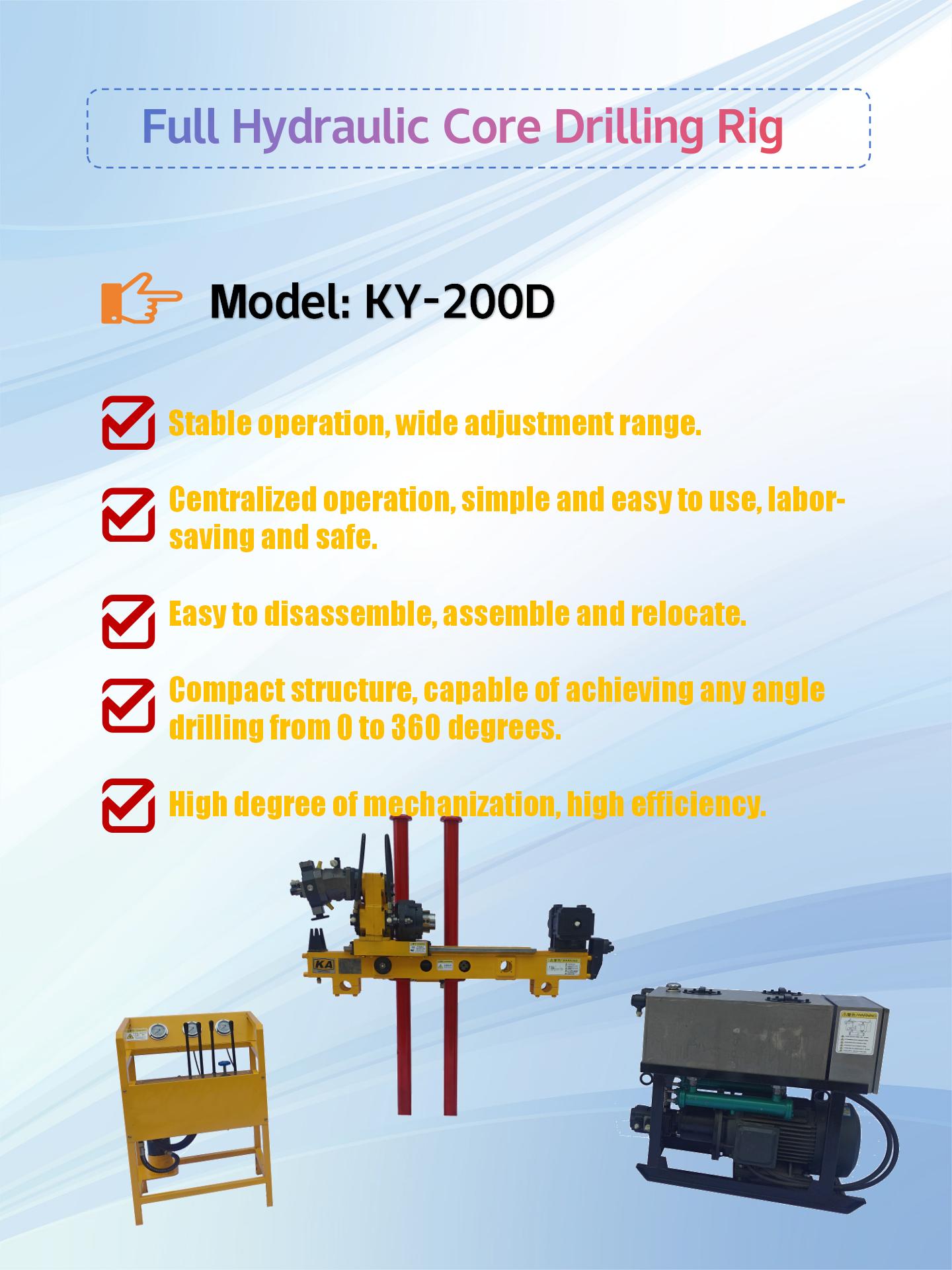 Equipamento de perfuração subterrânea totalmente hidráulico KY-200