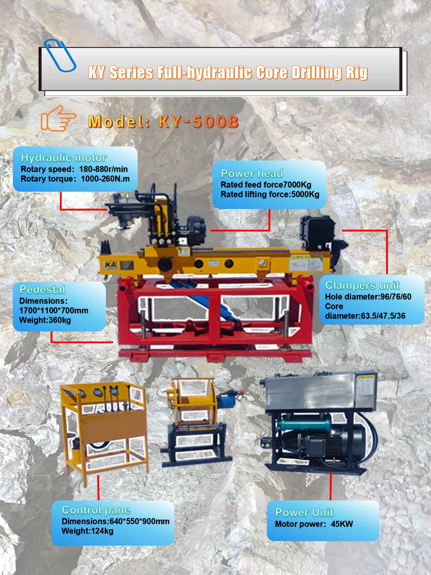 Equipamento de perfuração subterrânea totalmente hidráulico KY-500B
