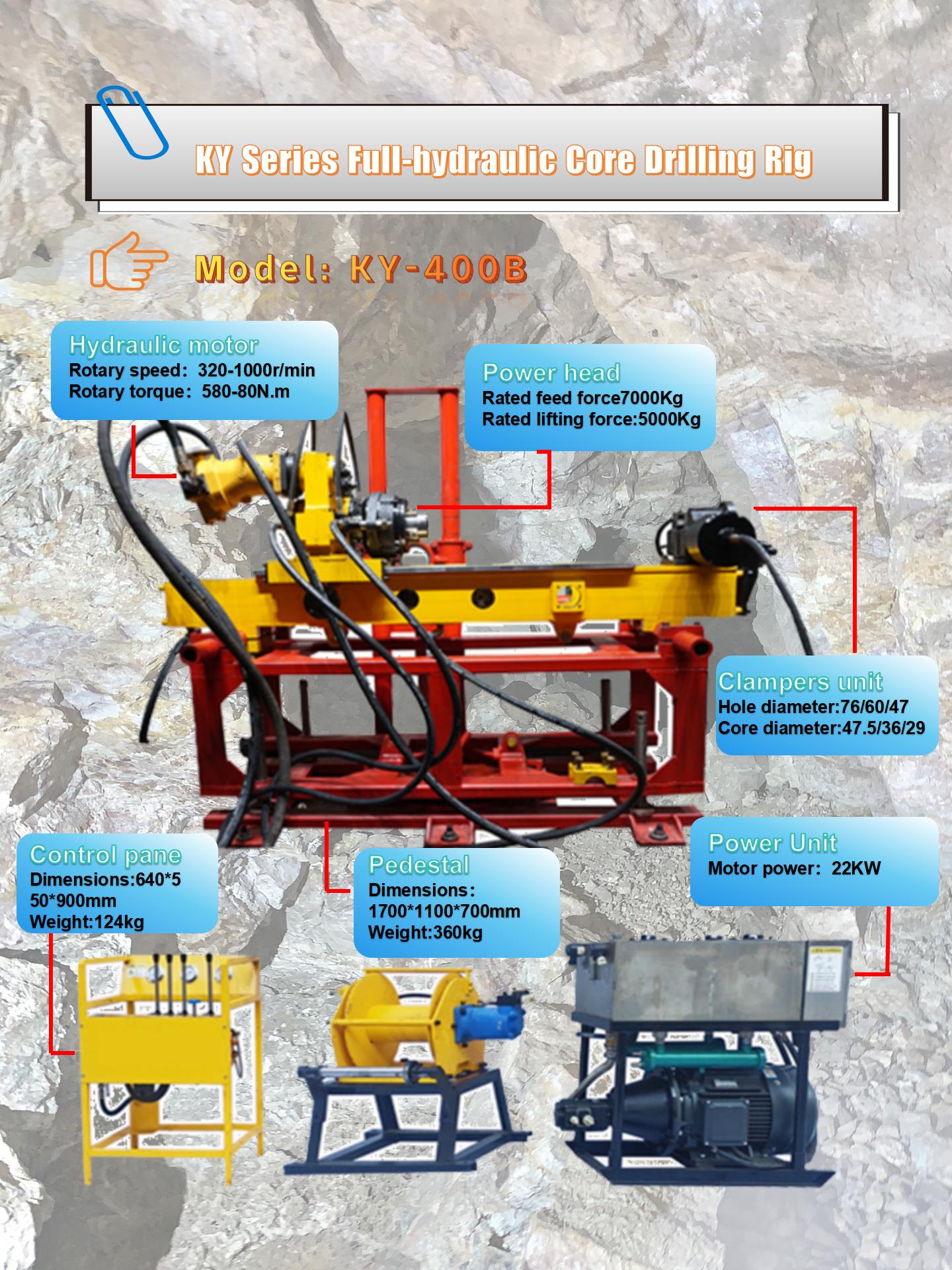 Equipamento de perfuração subterrânea totalmente hidráulico KY-400