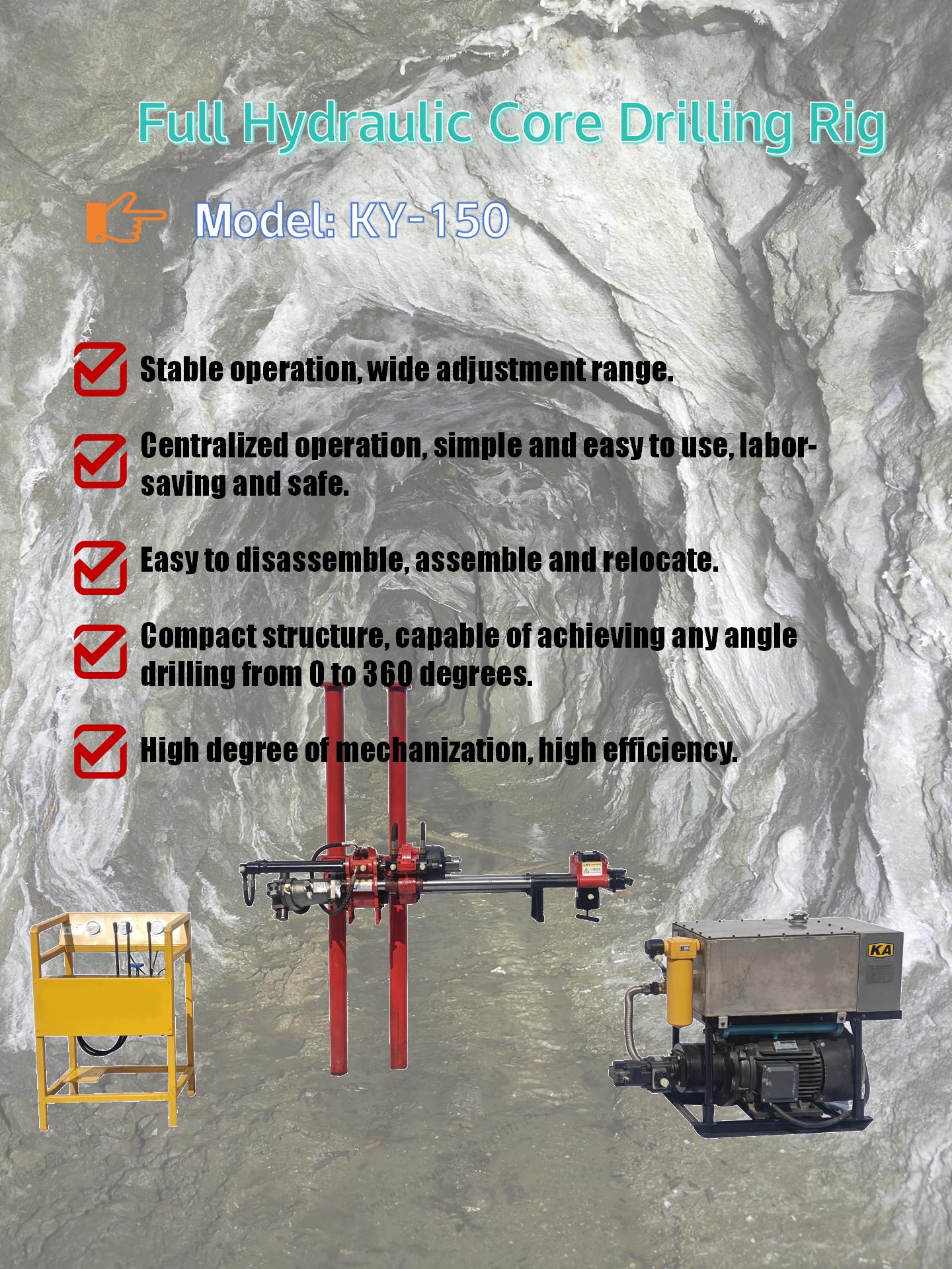 Equipamento de perfuração subterrânea totalmente hidráulico KY-150