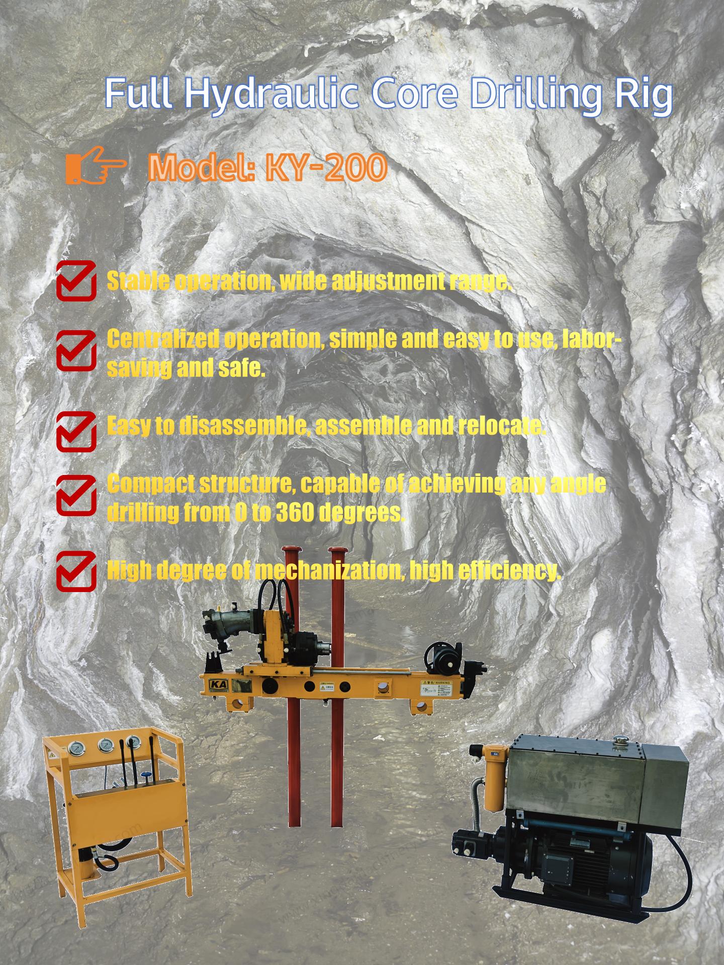 Equipamento de perfuração subterrânea totalmente hidráulico KY-200