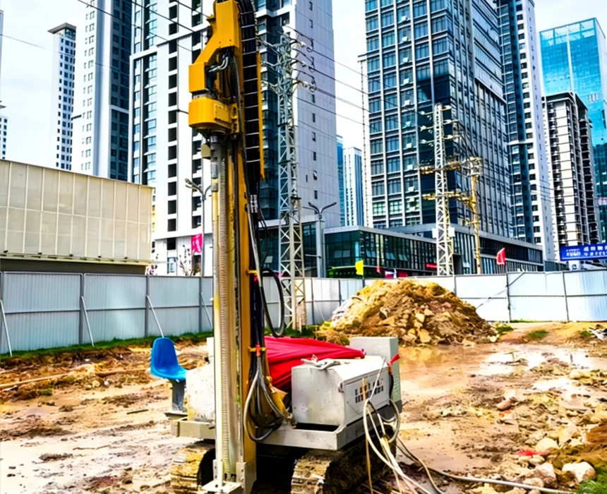 Solu&ccedil;&atilde;o para plataforma de perfura&ccedil;&atilde;o de jet grouting tipo esteira em engenharia de suporte e refor&ccedil;